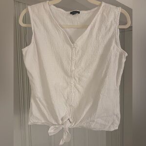 Talbots White Sleeveless Button-Down Top